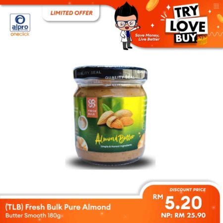 (TLB) Fresh Bulk Pure Almond Butter Smooth 180g