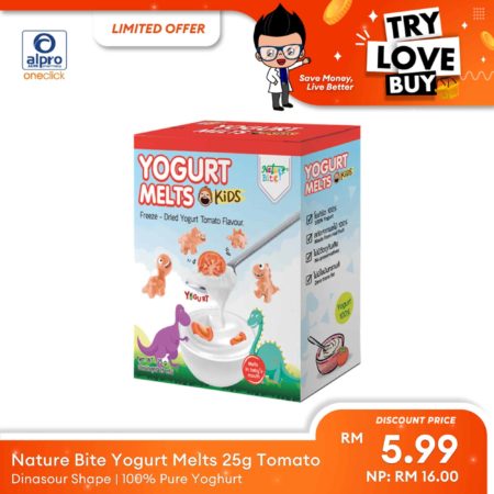 (TLB) Nature Bite Yogurt Melts Tomato (Dinosaur Shape) 25g | Real Fruit Flavoring