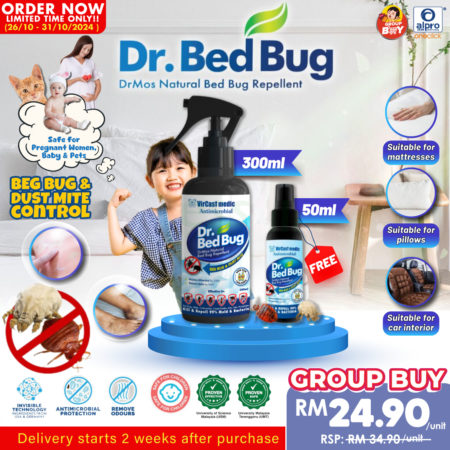 [Group Buy. Delivery Starts: 14/11/2024] Dr Bed Bug Natural Repellent 300ml + 50ml | Safe For Pregnant Women & Baby