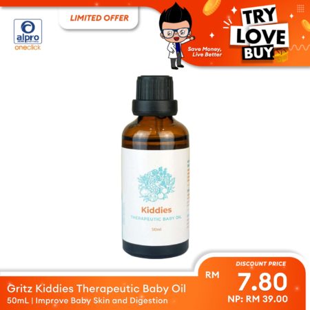 (TLB) Gritz Kiddies Therapeutic Baby Oil 50mL | Improve Baby Skin and Digestion