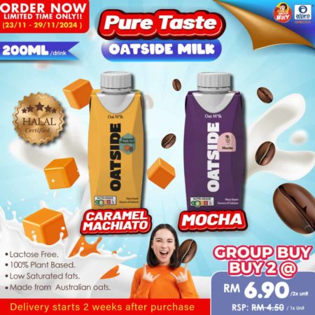 [Group Buy. Delivery Starts: 12/12/2024] Oatside Oat Milk Coffee Mocha / Caramel Macchiato 200ml | Pure Taste Oat Milk